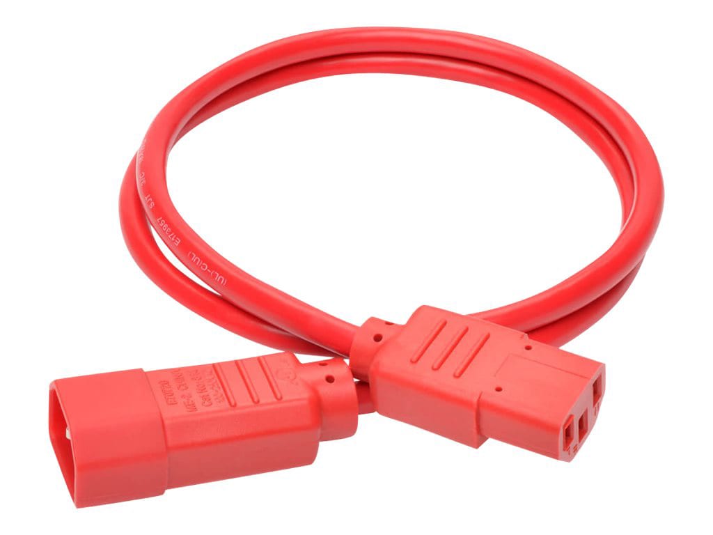 Tripp Lite Computer Power Extension Cord 10A 18AWG C14 to C13 Red 3' 3ft