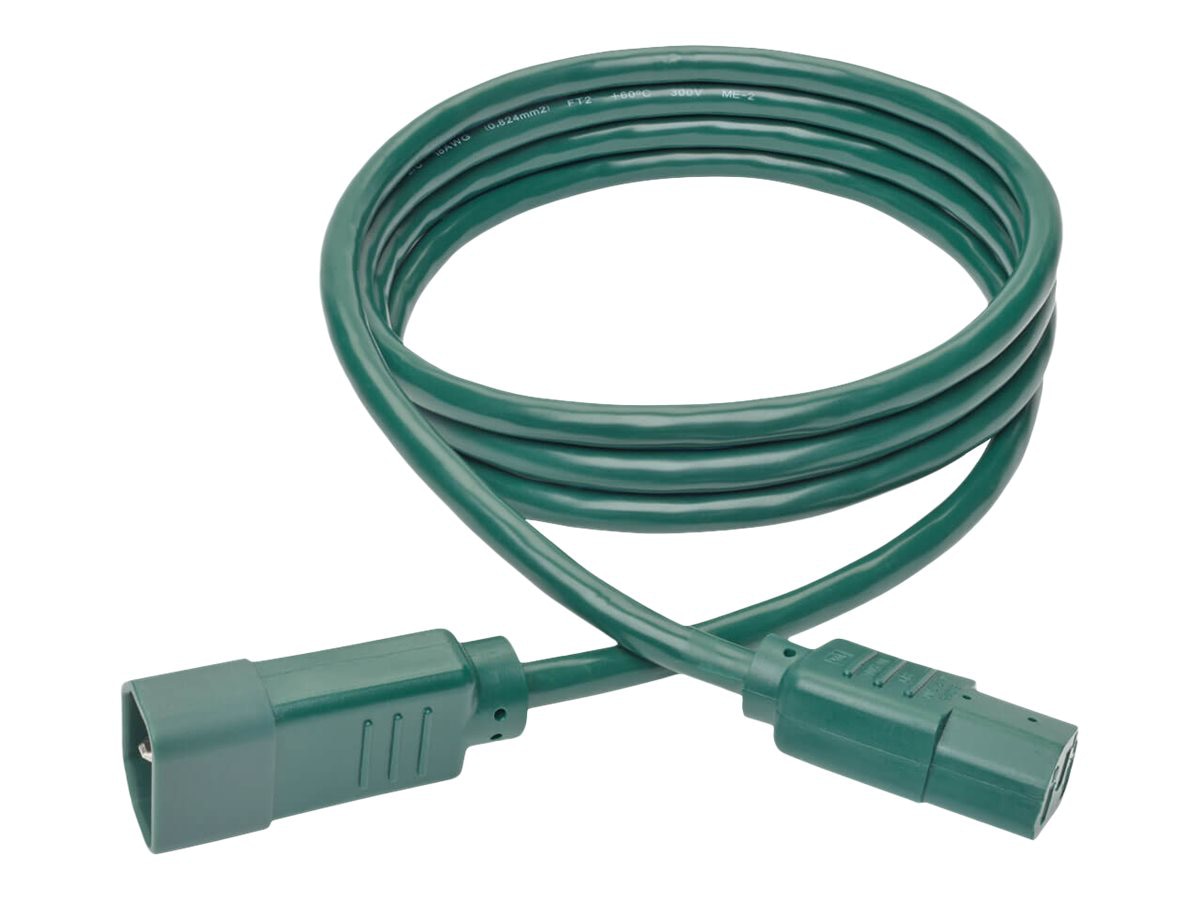Main image 1 for Eaton Tripp Lite Series PDU Power Cord, C13 to C14 - 10A, 250V, 18 AWG, 6 ft. (1.83 m), Green - power extension cable -