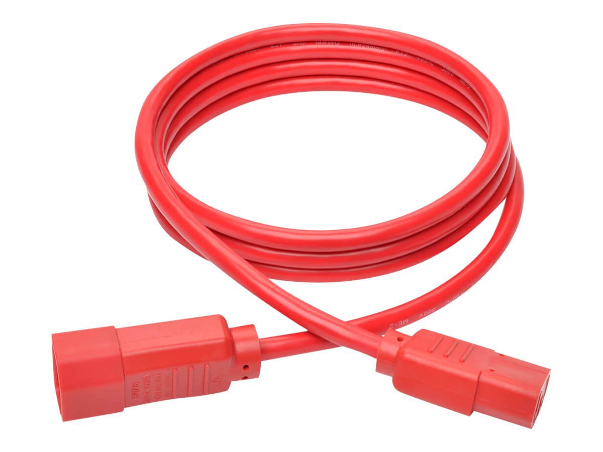 Tripp Lite Computer Power Extension Cord 10A 18 AWG C14 to C13 Red 6' 6ft