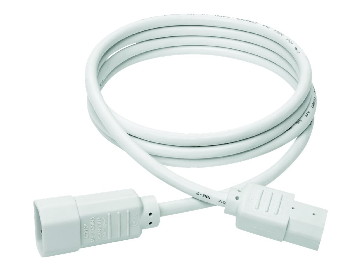 Tripp Lite Computer Power Extension Cord 10A 18 AWG C14 to C13 White 6' 6ft