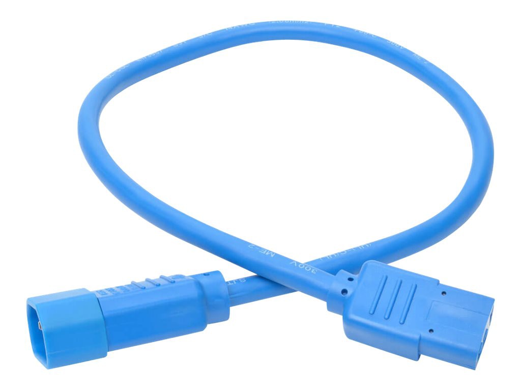 Tripp Lite 2ft Heavy Duty Power Extension Cord 15A 14 AWG C14 C13 Blue 2'