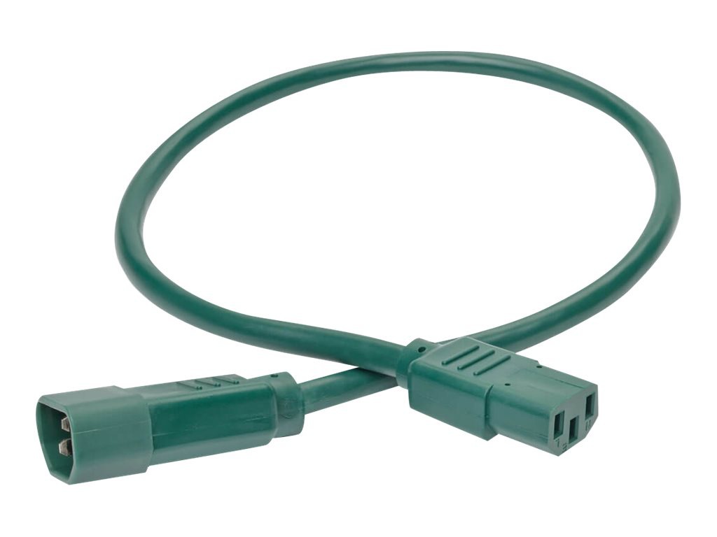 Eaton Tripp Lite Series Heavy-Duty PDU Power Cord, C13 to C14 - 15A, 250V, 14 AWG, 2 ft. (0.61 m), Green - power