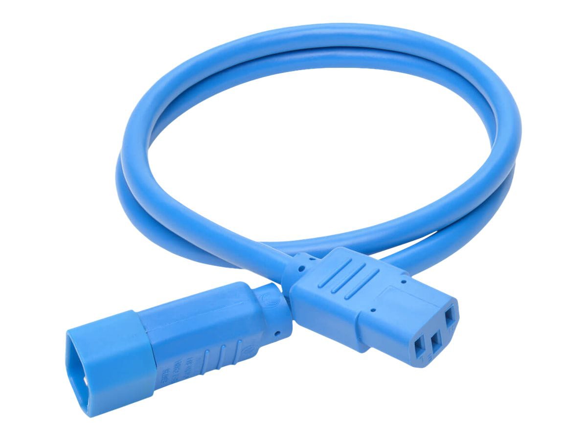 Eaton Tripp Lite Series Heavy-Duty PDU Power Cord, C13 to C14 - 15A, 250V, 14 AWG, 3 ft. (0.91 m), Blue - power