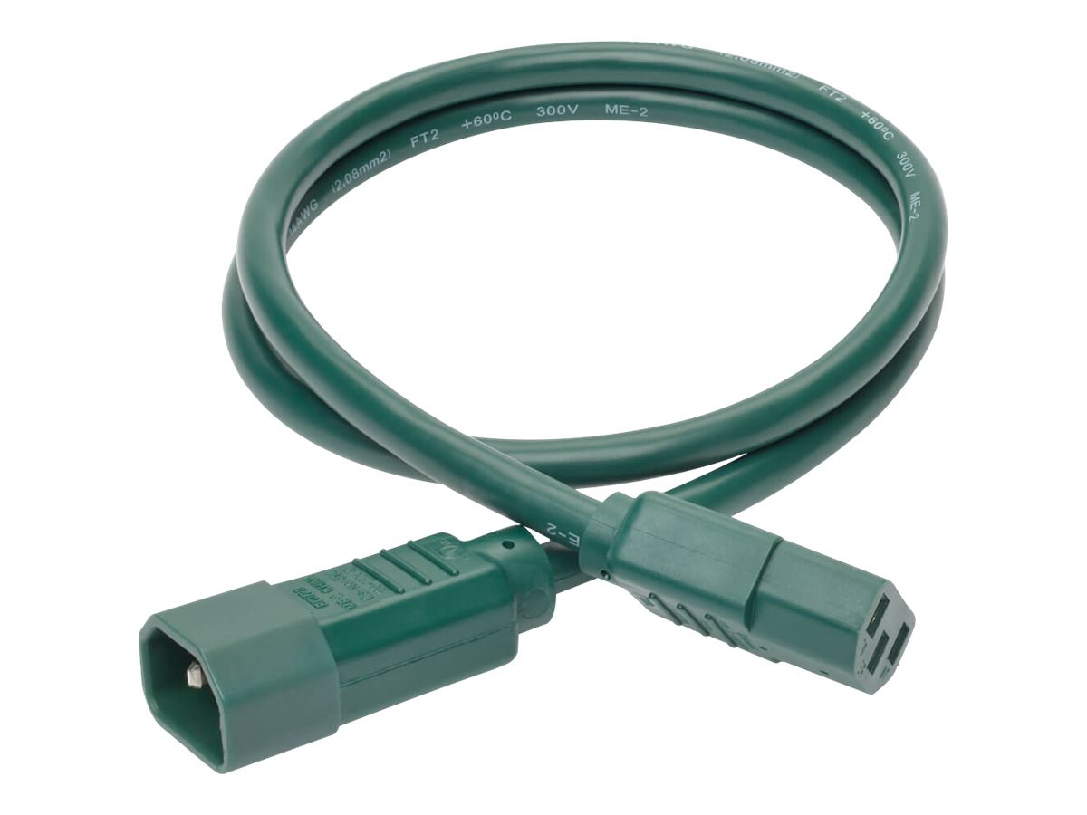 Tripp Lite 3ft Heavy Duty Power Extension Cord 15A 14 AWG C14 C13 Green 3' - power extension cable - IEC 60320 C14 to