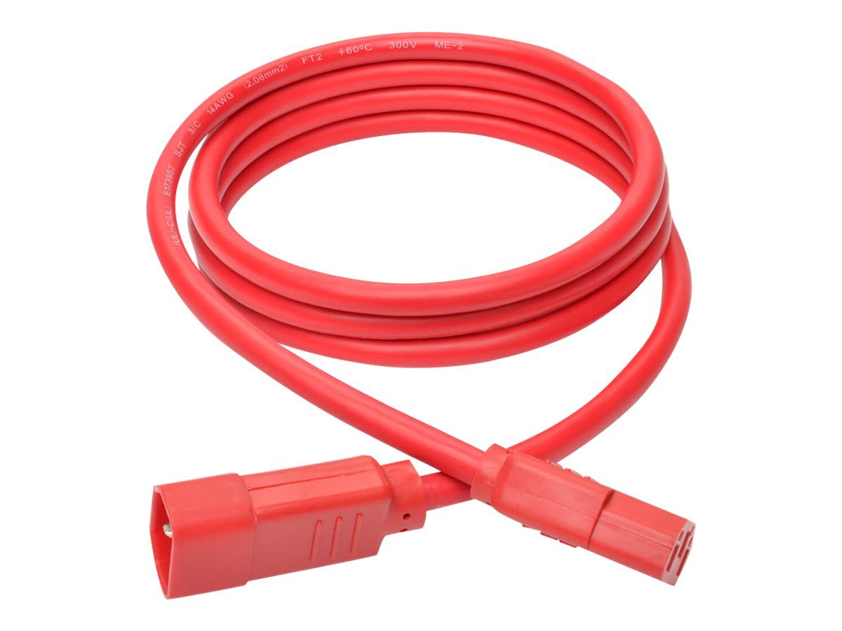 Eaton Tripp Lite Series Heavy-Duty PDU Power Cord, C13 to C14 - 15A, 250V, 14 AWG, 6 ft. (1.83 m), Red - power extension