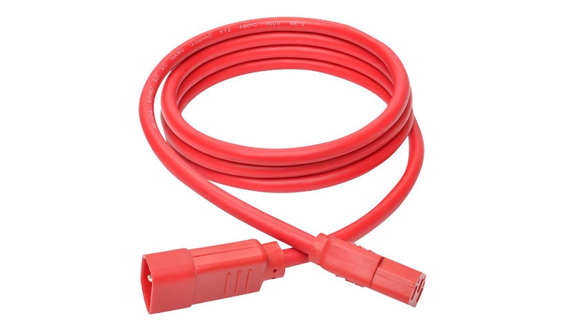 Eaton Tripp Lite Series Heavy-Duty PDU Power Cord, C13 to C14 - 15A, 250V, 14 AWG, 6 ft. (1.83 m), Red - power extension