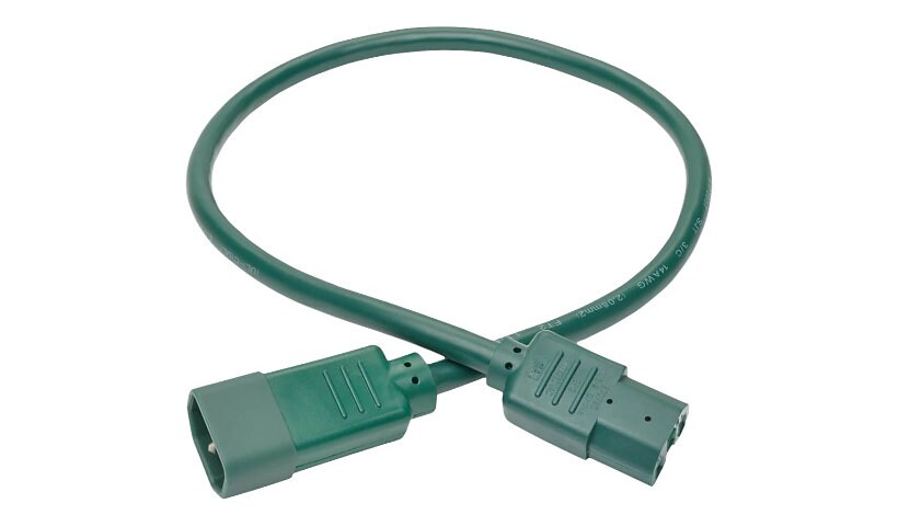 Tripp Lite 2ft Heavy Duty Power Extension Cord 15A 14 AWG C14 C15 Green 2' - power extension cable - IEC 60320 C14 to