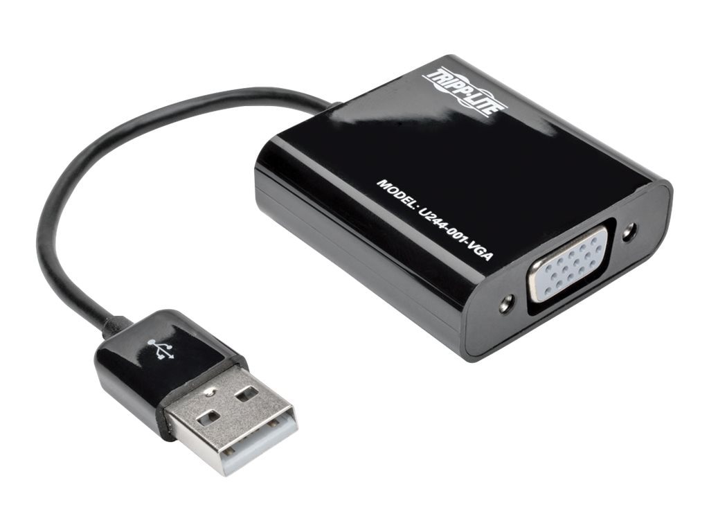 Tripp Lite USB 2.0 to VGA Dual Multi-Monitor External Video Graphics Card Adapter w/Built-In USB Cable 1080p 60 Hz -