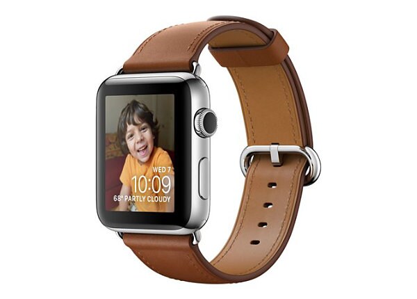 Apple Watch Series 2 - stainless steel - smart watch with classic buckle saddle brown