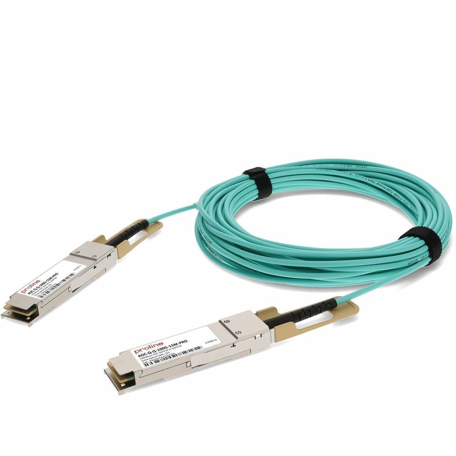 Proline Arista Networks® AOC-Q-Q-100G-15M Compatible TAA Compliant 100GBase-AOC QSFP28 Active Optical Cable (850nm, MMF,