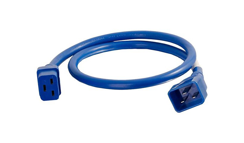 C2G 1ft 12AWG Power Cord (IEC320C20 to IEC320C19) - Blue - power cable - TA