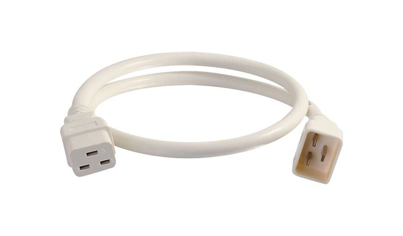 C2G 3ft 12AWG Power Cord (IEC320C20 to IEC320C19) - White - power cable - I