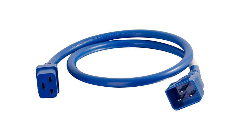 C2G 4ft 12AWG Power Cord (IEC320C20 to IEC320C19) - Blue - power cable - IE