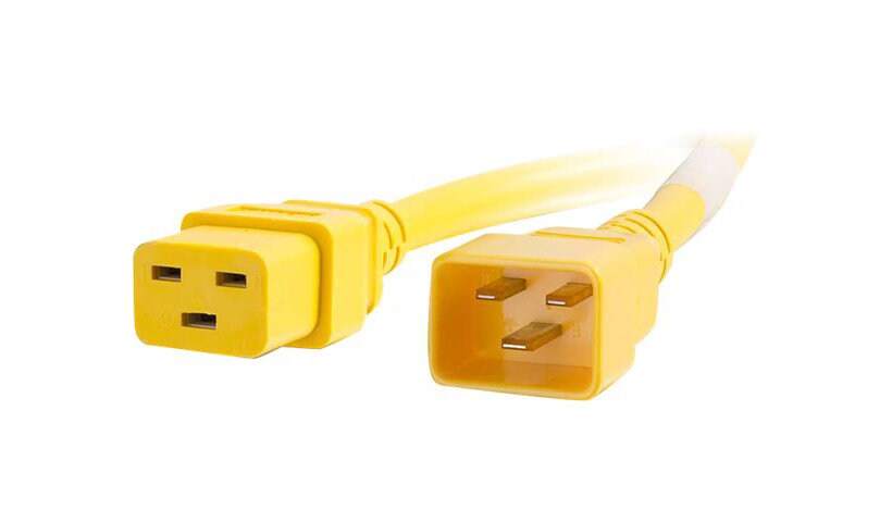C2G 10ft 12AWG Power Cord (IEC320C20 to IEC320C19) - Yellow - power cable -