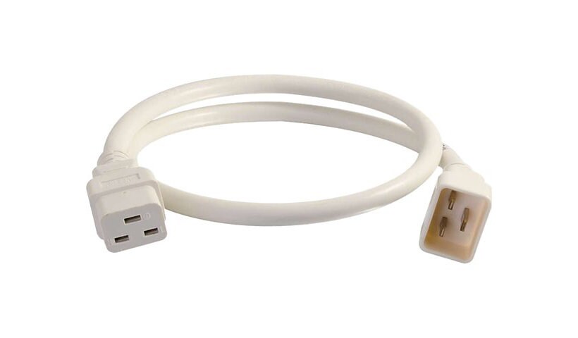 C2G 10ft 12AWG Power Cord (IEC320C20 to IEC320C19) - White - power cable -