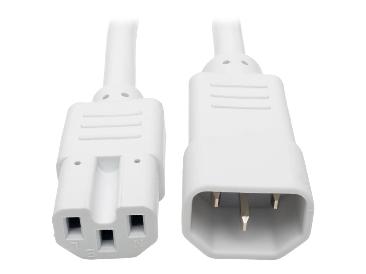 Tripp Lite Heavy Duty Computer Power Cord 15A 14AWG C14 to C15 White 2' 2ft