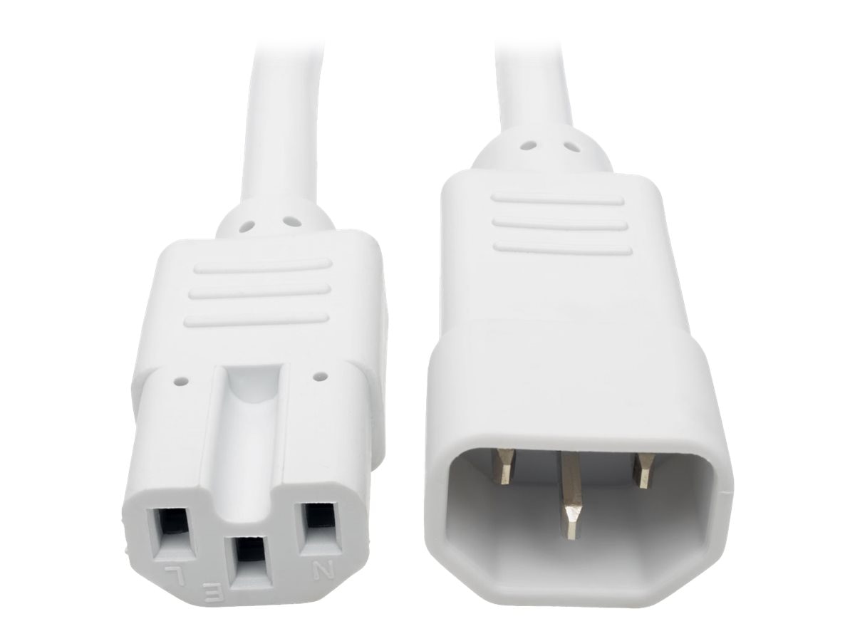 Eaton Tripp Lite Series Power Cord C14 to C15 - Heavy-Duty, 15A, 250V, 14 AWG, 2 ft. (0.61 m), White - power cable - IEC