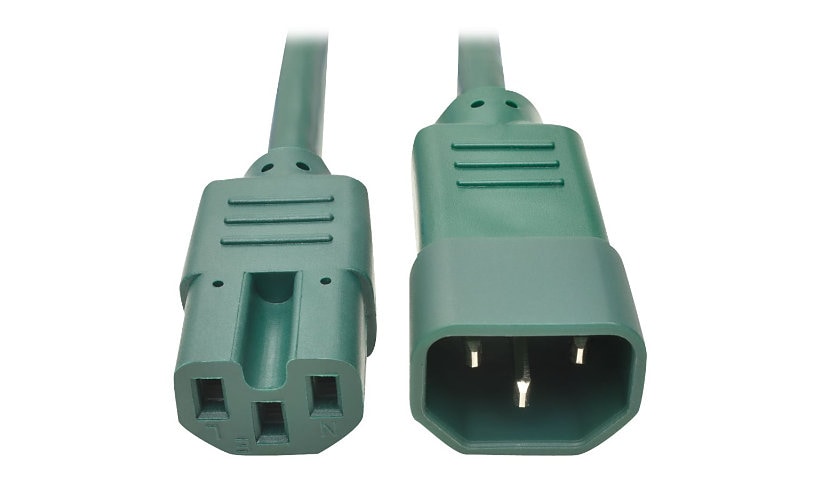 Eaton Tripp Lite Series Power Cord C14 to C15 - Heavy-Duty, 15A, 250V, 14 AWG, 3 ft. (0.91 m), Green - power cable - IEC