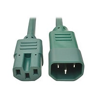 Eaton Tripp Lite Series Power Cord C14 to C15 - Heavy-Duty, 15A, 250V, 14 AWG, 3 ft. (0.91 m), Green - power cable - IEC
