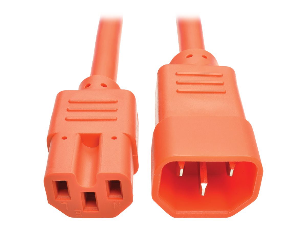 Eaton Tripp Lite Series Power Cord C14 to C15 - Heavy-Duty, 15A, 250V, 14 AWG, 3 ft. (0.91 m), Orange - power cable -