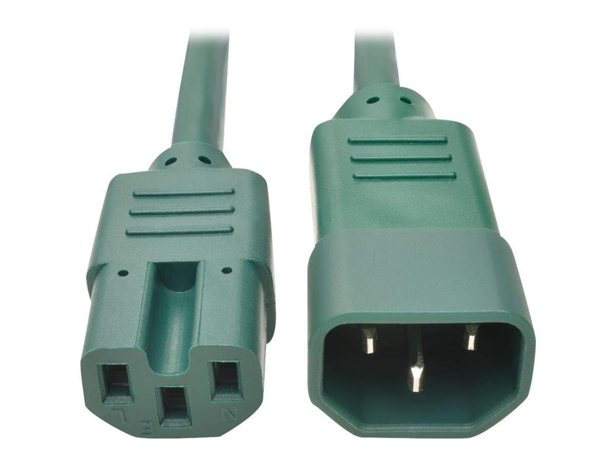 Tripp Lite Heavy Duty Computer Power Cord 15A 14AWG C14 to C15 Green 6' 6ft