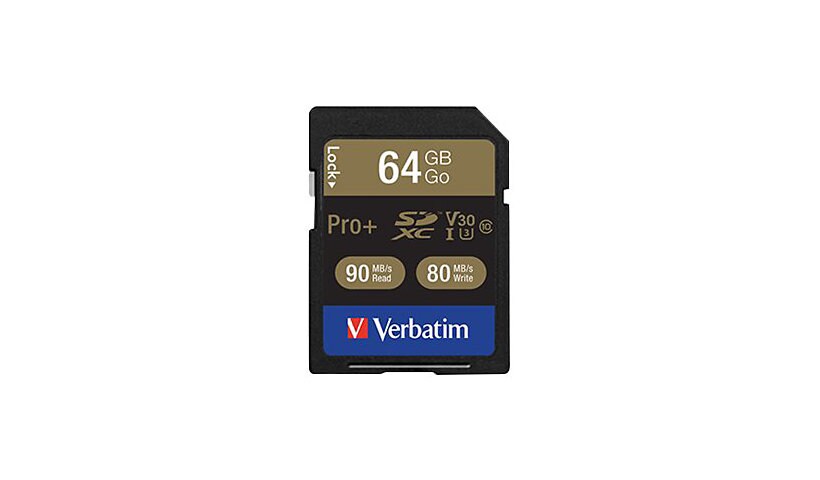 Verbatim PRO+ - flash memory card - 64 GB - SDXC UHS-I