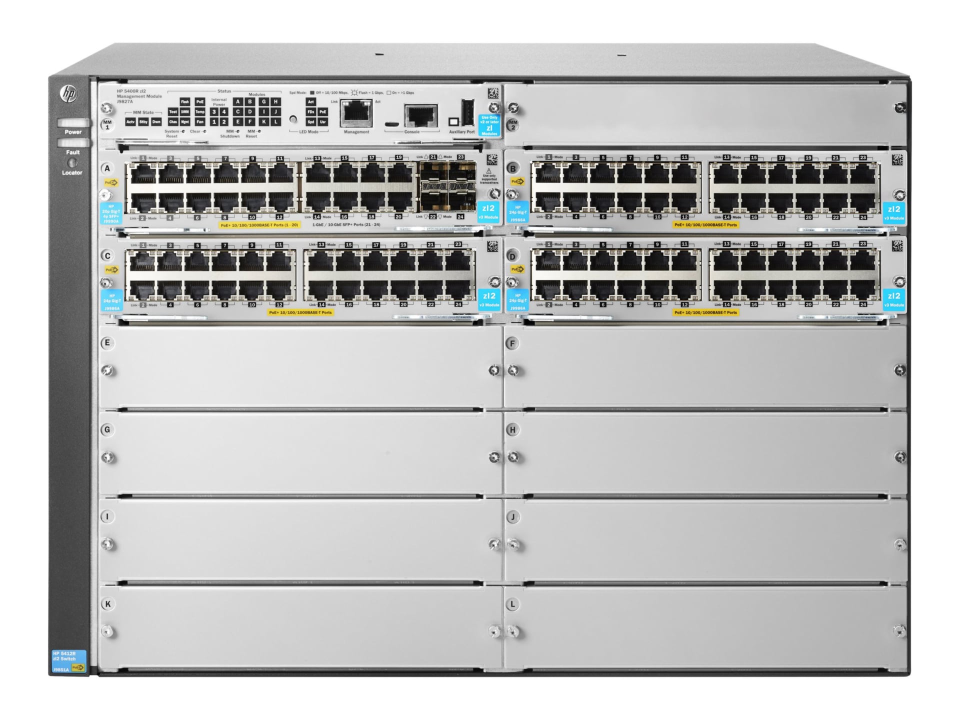 HPE Aruba 5412R 92GT PoE+ / 4SFP+ (No PSU) v3 zl2 - switch - 92 ports - managed - rack-mountable