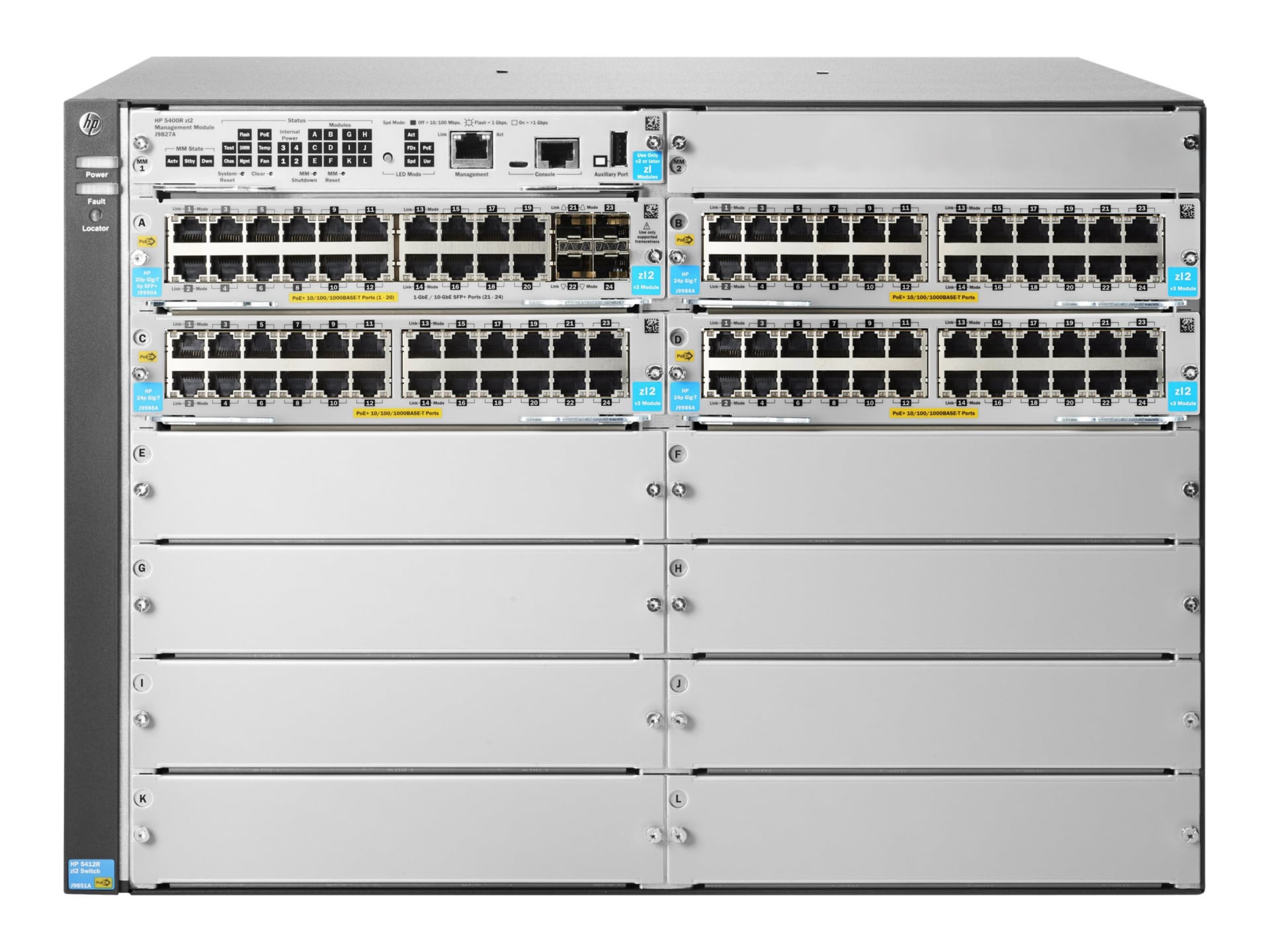 HPE Aruba 5412R 92GT PoE+ / 4SFP+ (No PSU) v3 zl2 - switch - 92 ports - man