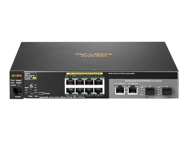 HPE Aruba 2530-8-PoE+ Internal Power Supply - switch - 8 ports - managed - rack-mountable
