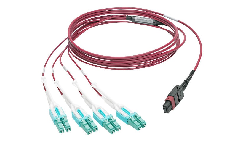Tripp Lite 1M MTP MPO 8xLC 50/125 OM4 Fanout Patch Cable 12 Fiber 40GB CMP