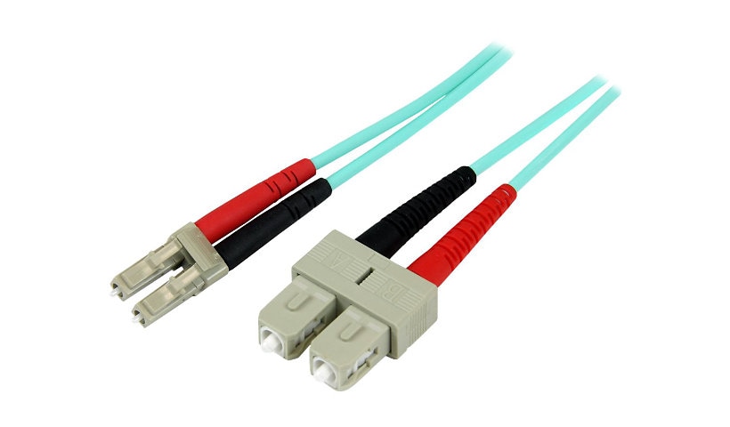 StarTech.com 5m (15ft) OM3 Multimode Fiber Optic Cable LC/UPC to SC/UPC LOMMF Fiber Patch Cord