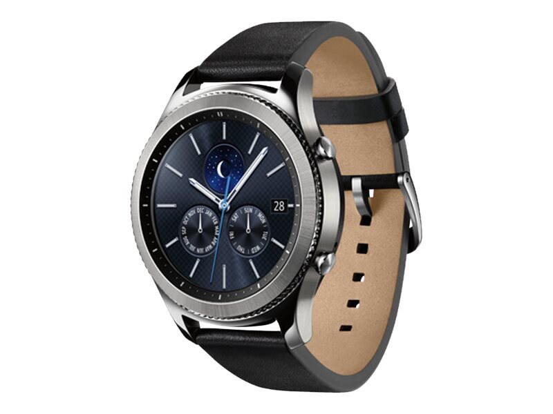 Samsung Gear S3 Classic - silver - smart watch with band - black - 4 GB