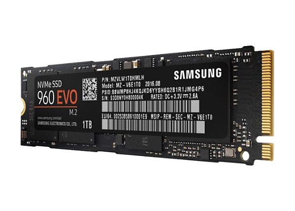 Samsung 960 EVO MZ-V6E1T0BW - solid state drive - 1 TB - PCI Express 3.0 x4 (NVMe)