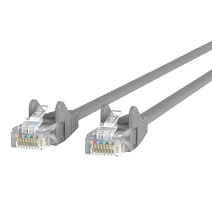 Belkin Cat5e/Cat5 7ft Grey/Red Snagless Ethernet Patch Cable, PVC, UTP, 24 AWG, RJ45, M/M, 350MHz, 7'