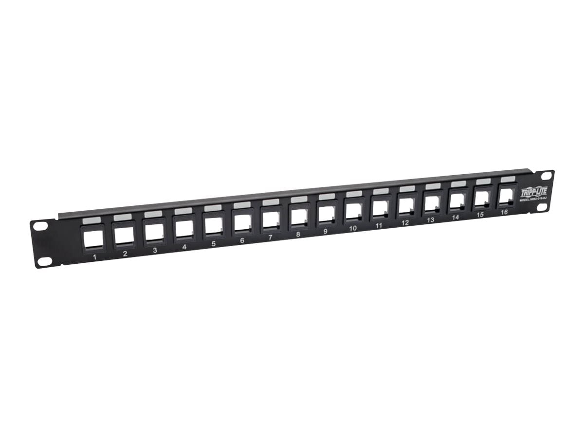 Tripp Lite 16-Port Keystone Blank Patch Panel RJ45 USB HDMI Cat5/6 1URM