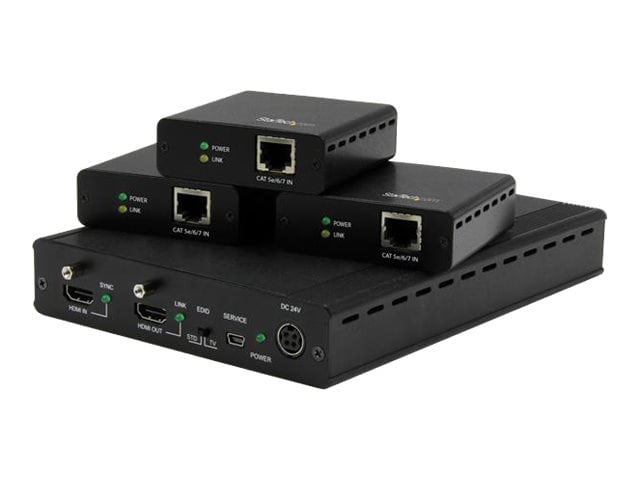 StarTech.com 3 Port HDBaseT Extender Kit with 3 Receivers - 1x3 HDMI over CAT5e/CAT6 Splitter - 1-to-3 HDBaseT