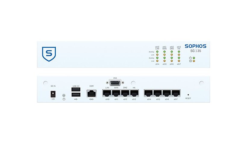 Sophos SG 135w - security appliance - with 1 year TotalProtect Plus 24x7