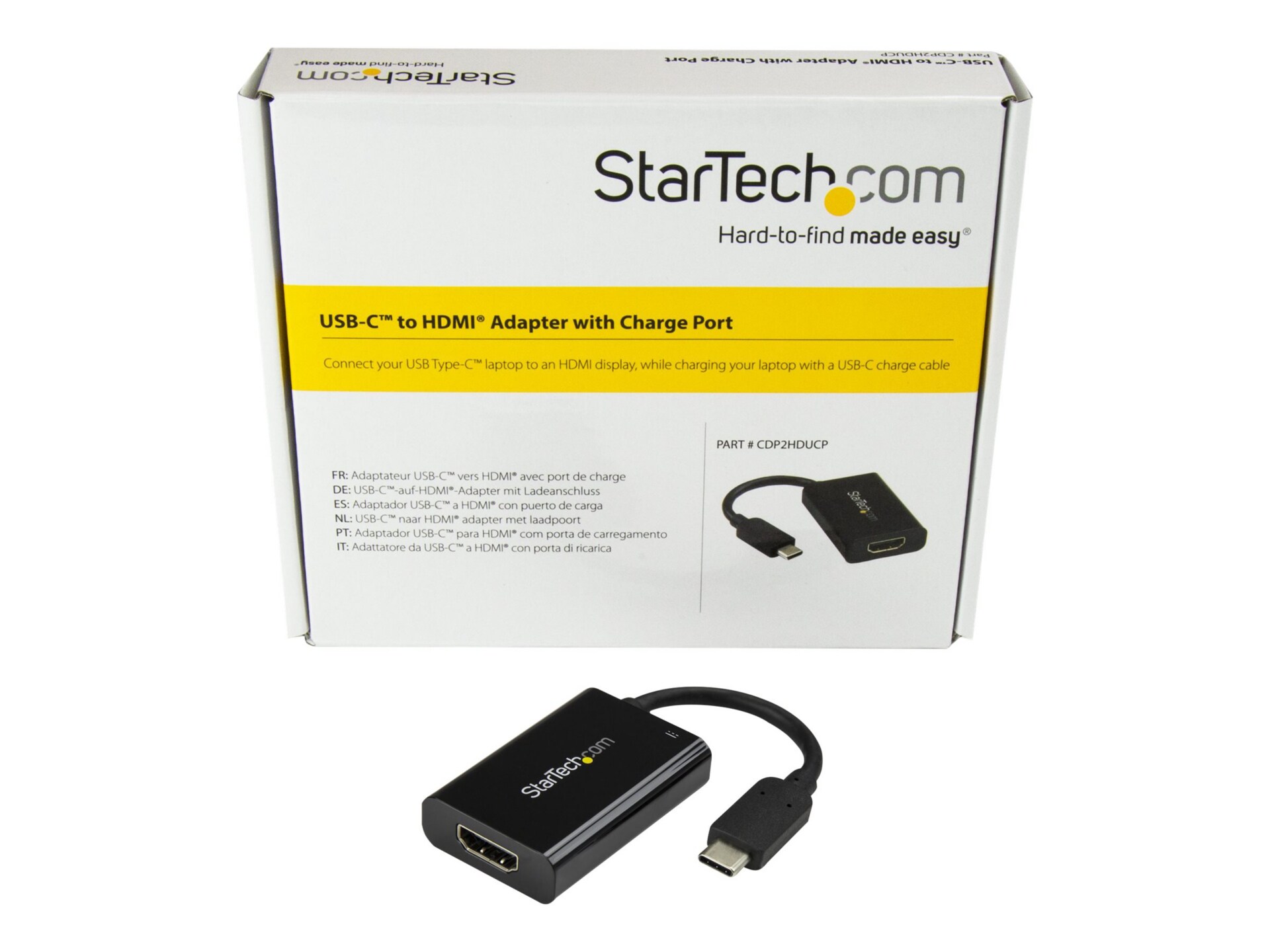 StarTech.com USB C to HDMI 2.0 Adapter 4K 60Hz with 60W Power Delivery Pass-Through Charging - USB Type-C to HDMI Video