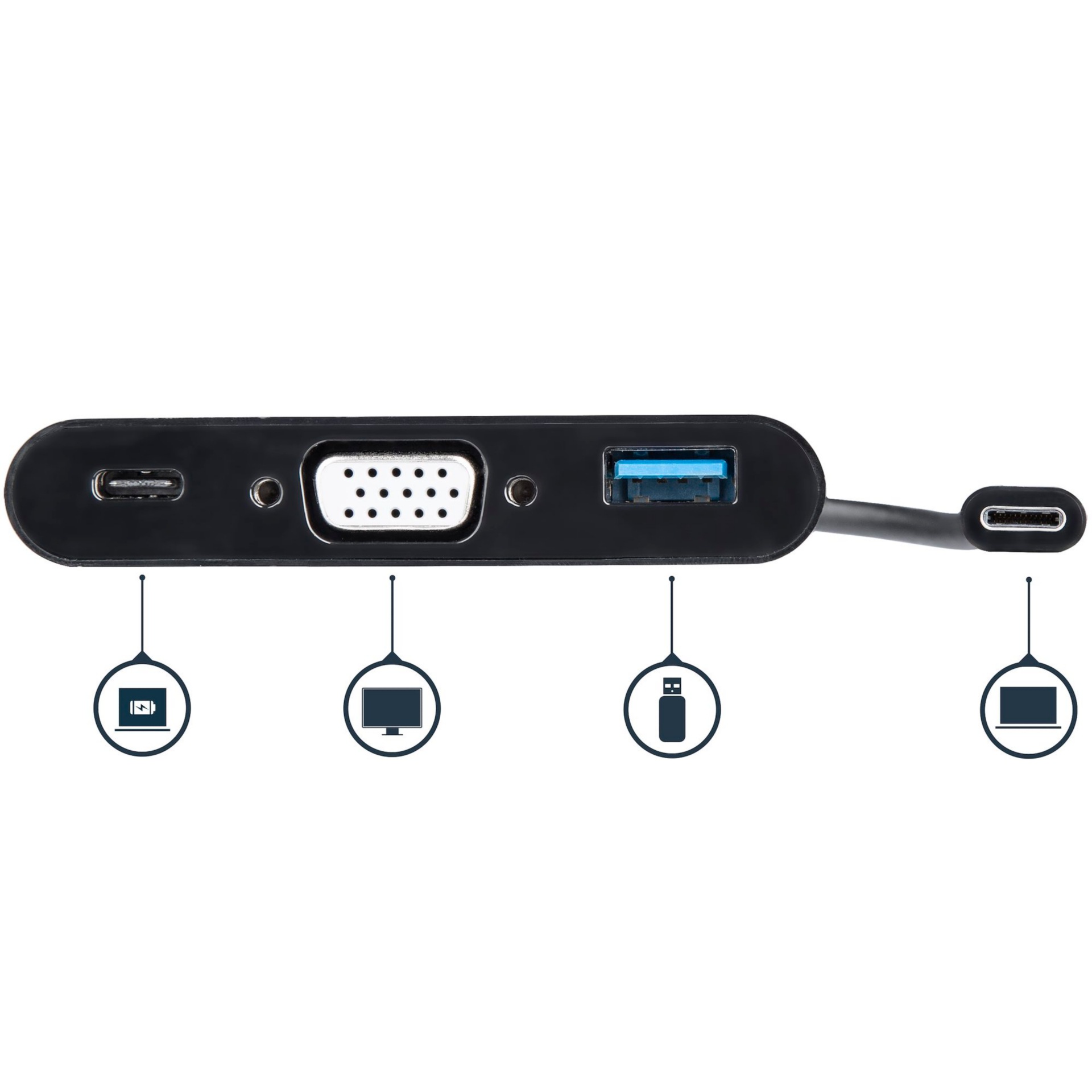 Thumbnail 4 of 6 for StarTech.com USB-C VGA Multiport Adapter - USB-A Port - with Power Delivery (USB PD) - USB C Adapter Converter - USB C