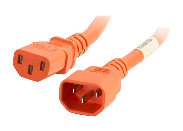 C2G 1ft 18AWG Power Cord (IEC320C14 to IEC320C13) - Orange - power cable - 1 ft