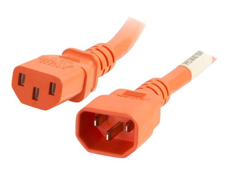 C2G 2ft 18AWG Power Cord (IEC320C14 to IEC320C13) - Orange - power cable -