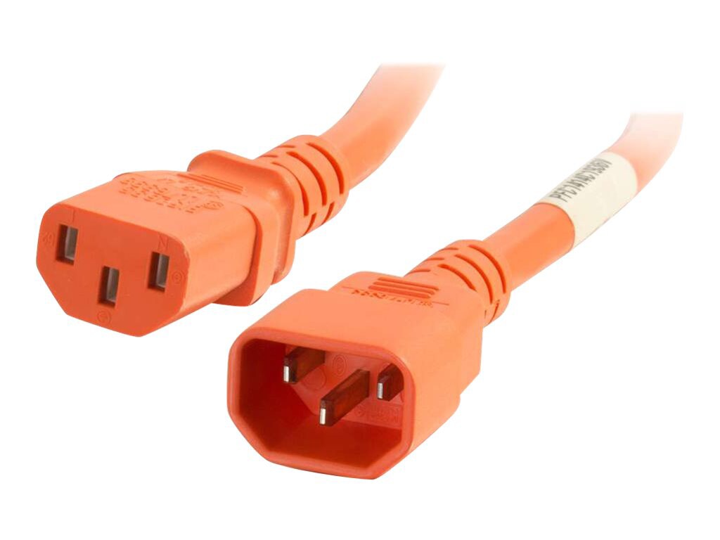 C2G 3ft 18AWG Power Cord (IEC320C14 to IEC320C13) - Orange - power cable -