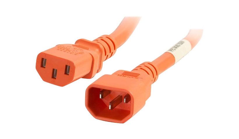 C2G 3ft 18AWG Power Cord (IEC320C14 to IEC320C13) - Orange - power cable -