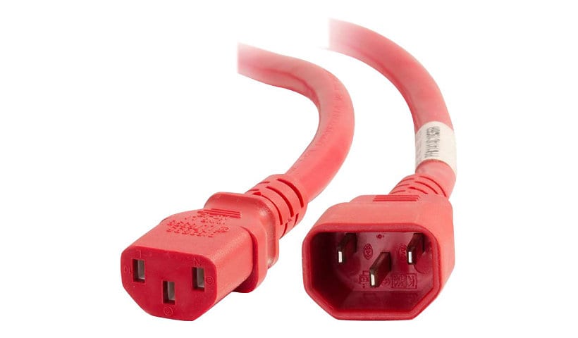 C2G 4ft Power Cord - 18AWG - IEC320C14 to IEC320C13 - Red