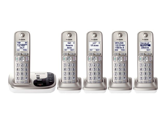 Panasonic KX-TGD225N - cordless phone - answering system with caller ID/call waiting + 4 additional handsets