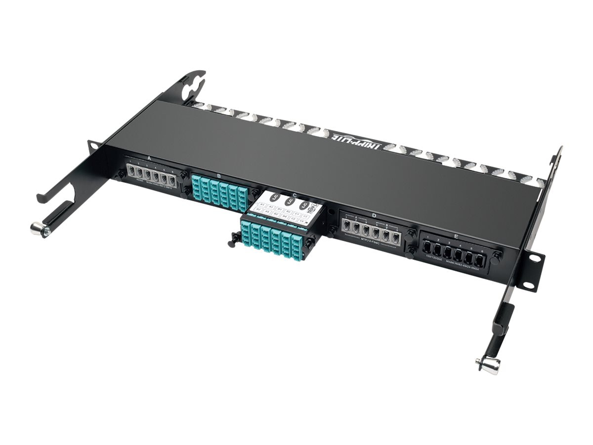 Thumbnail 6 of 9 for Eaton Tripp Lite Series 40GB -10GB Breakout Cassette x3 8-Fiber OM4 MTP/MPO to 12 LC Dup - fiber optic cassette