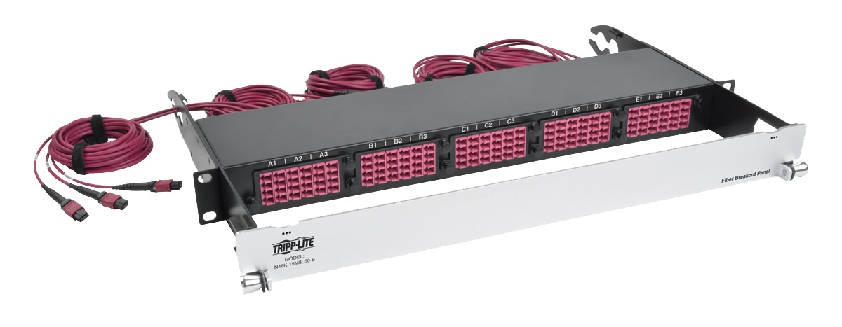 Tripp Lite 50/125 OM4 Pre-assembled 40GB-10GB Patch Panel 15 MTP QSFP-60 LC - patch panel - 1U - 19"