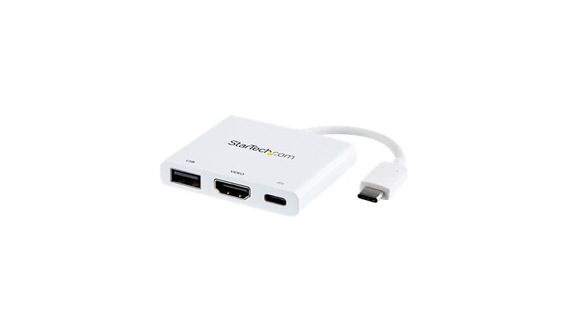 StarTech.com USB C Multiport Adapter with HDMI 4K & 1x USB 3.0 - PD - Mac & Windows - White USB Type C All in One Video