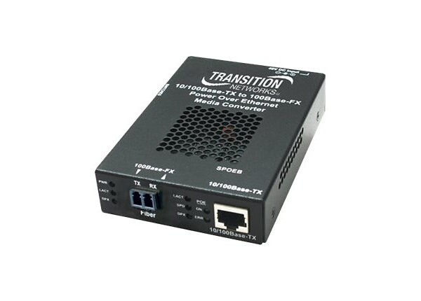 Transition Stand-Alone Power Over Ethernet Media Converter - fiber media converter - 10Mb LAN, 100Mb LAN