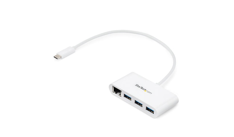 StarTech.com 3 Port USB C Hub with Ethernet, USB-C to 3xUSB-A 5Gbps USB 3.0